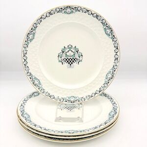 Johnson Brothers Set 4 Dinner Plates 10" Vogue Basket Green Scallop Floral